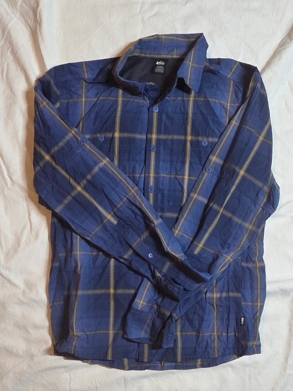 REI Co-op Men's Plaid Flannel Button Up Shirt Size M Hiking Outdoor